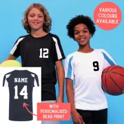 Kids Personalised Contrast Sport T Shirt Team Kit NAME & NUMBER Football PE Gym