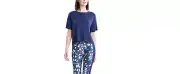 Josie Natori Women Drop-Shoulder Top Navy Size S 1888