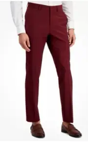 Hugo Boss Men's Superflex Modern Fit Dark Red Dress Pants 30 x 32 Wool