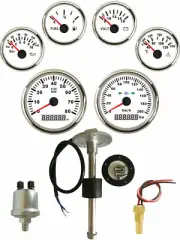 6 Gauge Set with Senders 200KPH GPS Speedometer Tacho Fuel Volts Oil Temp White