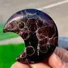 55G Natural Fireworks Red Garnet sphere Quartz Crystal moon-shaped healing