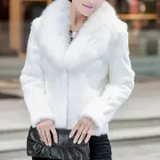 Women Winter Warm Fluffy Faux Fur Short Coat Jacket Down Collar Outwear