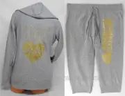 Victoria's Secret Hoodie & Sweat Pants Set Supermodel Bling Medium Gray Capri