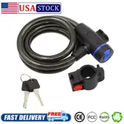 45" Bicycle Bike Anti-Theft Security Steel Cable Lock Chain Black With 2 keys