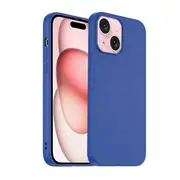 For Apple iPhone 15 Plus Silicone Silky Soft Case with Microfiber TPU Ultra Slim Anti Scratch Shockproof Cover (Blue)