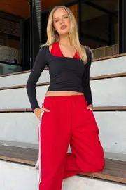 Black Supersoft Top Square Neck Long Sleeve - Size 16XL, Women's T-shirt