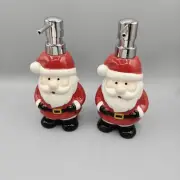 Christmas Santa Clause Hand Soap Dispenser 8" Ceramic Mint Condition Works 2pack