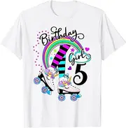 [X.Style] 5th Unicorn Roller Skate Birthday Party for Kids and Girls ds031 Youth T-Shirt (S) White