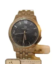 Viewpoint VP Men Silver Chrome Metal Band Watch Mineral Glass Crystal New