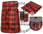 Highlander Traditional Wallace tartan 8 yard Kilt with Accessories for Men's