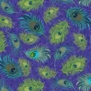 QT Fabrics Peacock Blossoms by David Galchutt 29159 V Purple Feather Toss Cotton