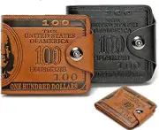 Men US Dollar Bill Wallet Billfold Leather Card Photo Holder Clutch Bifold Purse