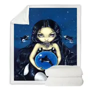 Orca Magic Killer Whale Tail Mermaid Throw Blanket