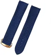 CZKE Nylon Rubber Watchband for Omega Men Deployant Clasp Strap Watch Accessorie Silicone Watch Bracelet Chain (Color : Blue Gold Clasp, Size : 22mm)