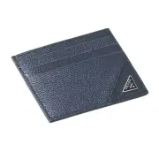 Prada Vitello Micro Grain Navy Triangle Logo Cardholder Wallet NWT