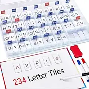 234 Foam Alphabet Tiles Magnetic Letters with Double-Side Magnet Board and Compartment Storage Case-Classroom Magnetic Letter Tiles for Phonics and Spelling