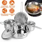 Stainless Steel Induction Cookware Set Dishwasher Safe Pots and Pans 3 Piece