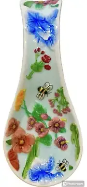 Blue Sky Clayworks “Wildflowers”Honey Bees & Floral Spoon Rest 23320 NEW