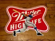 Miller High Life Baseball NOS Stock Sign 1990s Tin Metal Advertising Sign Tacker