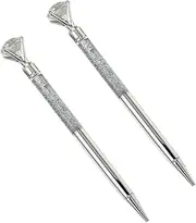 TEHAUX 2pcs Ball Point Pen Metal Pen Large Crystal Diamonds Aesthetic Stationery for Office School Present
