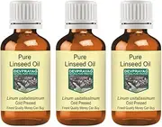 Pure Linseed Oil (Linum usitatissimum) Natural Therapeutic Grade Cold Pressed (Pack of Three) 100ml x 3 (10 oz)