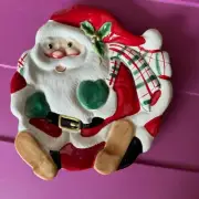 FITZ & FLOYD CANDY DISH PLATE DECORATE SANTA CLAUSE CHRISTMAS XMAS NEW