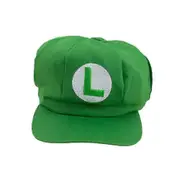 Super Mario Bros Luigi Hat Letter Printed Cosplay Costume Newsboy Cap Baseball Caps For Adult Waluig Green