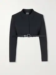 [Coperni] Coperni - Cropped Belted Stretch-crepe Jacket - Blush - FR 42 FR 42 Pink