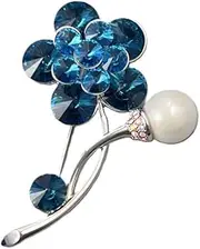 [BBirtyQV] Simple Crystal Flower Brooch Imitation Shell Bead Corsage Garment With Delicate Pins