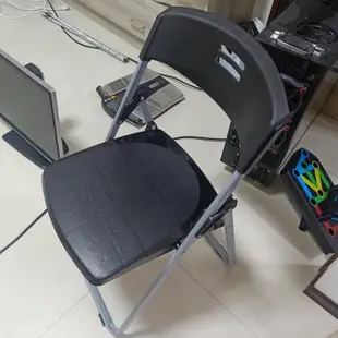 疊椅塑膠折合椅/黑色/辦公椅/折疊椅/摺疊椅/麻將椅/會議椅/塑鋼椅/椅子(九成新)