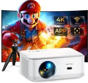 【Android TV & Electric Focus】 Projector 4K Supported Native 1080P with Built-in