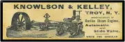 1895 Knowlson & Kelley Corliss Steam Engines New Metal Sign: Troy, New York