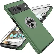 for Pixel 7 Case with HD Screen Protector,Shockproof for Google Pixel 7 Phone Case with 360° Magnetic Ring Holder Kickstand Phone Case for Google Pixel 7,Green