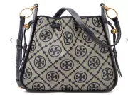 AUTH NWT Tory Burch Women’s T Monogram Jacquard Bell Shoulder Bag In Tory Navy
