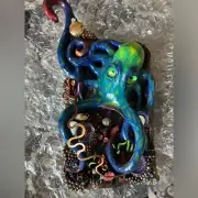 Octopus Wall Art Sculpture Ocean Theme Decor black light Handmade Surrealism