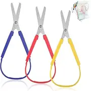 3 Pack Loop Scissors for Children, Scissors 3 Year Old Scissors for Kids Squeeze Handle Right & Left Hand Use - Squeezy Scissors Children Kids Fingerless Scissors for Children & Adults Kid Scissors