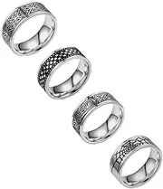 [Palotay] 4PCS Rings for Men Black Ring Set Spinner Rings for Anxiety Stress Mens Fidget Band Rings Titanium Rings for Women Fidget Rings Pack Cool Spinner Rings Stress Rings for Anxiety
