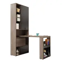 在飛比找PChome24h購物優惠-Bernice-瑪拉L型多功能書櫃+書桌組合(2.7尺二抽開