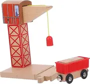 Gogogmee Wooden Rail Crane Train Carriage Accessory DIY Railway Toy Train Track Model Boys and Girls Educational Toy