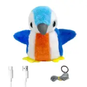 USB Rechargeable Interactive Flapping Wing and Chirping Plush Bird Cats Toy Gift