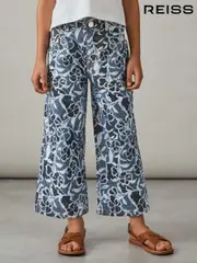 Reiss Blue Skylar 9-13 yrs Floral-Print Straight-Leg Jeans (AP4321) | $115