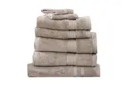 7pc Renee Taylor Bath Towel Set Stella 650 GSM Super Soft Bamboo Cotton Pewter