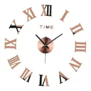 3D DIY Wall Clock, Modern Frameless Large 3D DIY Wall Clock Mirror Copper