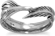[JewelryWeb] Oxidized 925 Sterling Silver Feather Wrap Band Ring Graduates 5mm 8.5mm-Band Style-Ring for Women and Men
