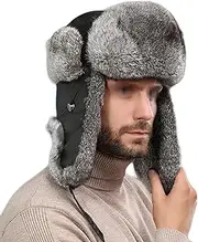 [CVMRBY] Winter Hats,Bomber Hat Winter Bomber Hat Trooper Trapper Hat with Faux Fur Lined Pilot Hat with Earflap for Walking Skiing