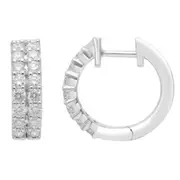 Bevilles Double Row Hoop Earrings with 1.00ct of Laboratory Grown Diamonds in Sterling Silver and