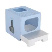 i.Pet Cat Litter Box Large Tray Kitty Toilet Enclosed Hooded Foldable Cat Litter Box Scoop Blue