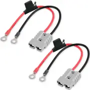 2pcs FUSED Anderson Lead 50amp plug to 8mm Lugs, 10 B&S 60 amp cable lead
