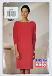 Butterick 3605 Sewing Pattern Very Easy Misses' Sheath Dress Sizes XS-S-M Uncut