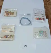 Lot New 5 Pc Hair Barrett Clips & Jewelry Gift Bag White Elephant Grab Bag #36